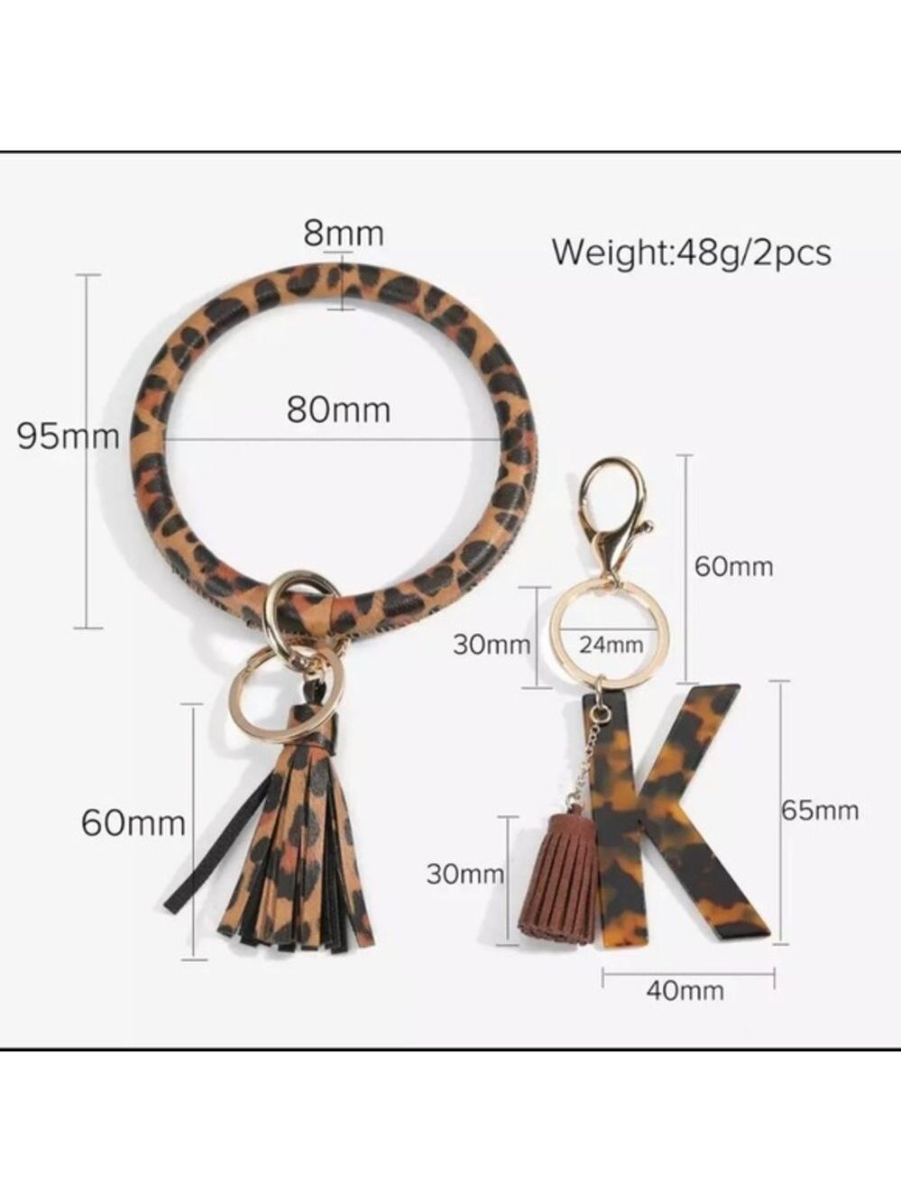 New R Leopard Keychain Ring - Picture 3 of 3